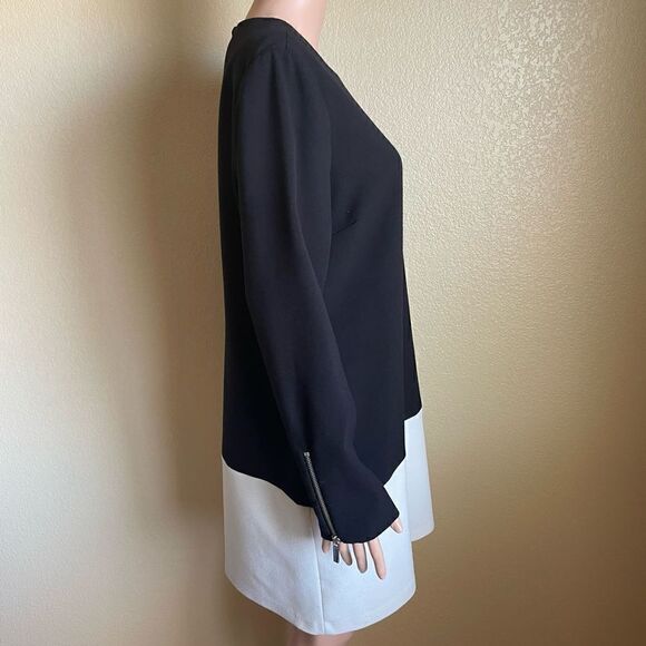 Michael Kors Long Sleeve Colorblock Sheath Dress Black White Size 12 - Picture 3 of 8